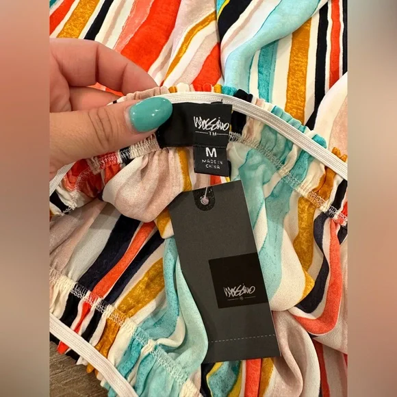 NEW Mossimo Womens Watercolor Stripe Off The Shoulder Flutter Sleeve Top ~M NWT - Picture 6 of 14